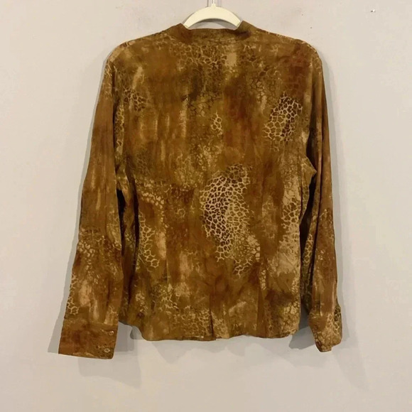 Kate Hill Silk Animal Print Long Sleeve Button Down Blouse Size 1X - Picture 5 of 7